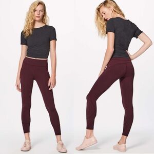 Lululemon In Movement 7/8 Tight Leggings Garnet