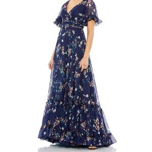 (136) BNWT MAC DUGGAL FLOUNCE SLEEVE FLORAL MAXI DRESS #70241