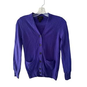 J Crew Cashmere Wool Women's Cardigan Purple Modern Luxury Elevated Size XS