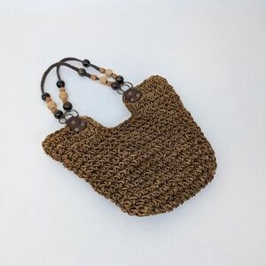 Woven Beach Bag Shoulder Hobo Big Slouchy Wicker Straw Beaded Braided Y2K