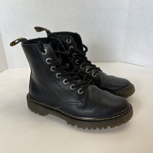 Dr Martens Luana AW004 Black Leather Lace Up Ankle Combat Boots Womens Size‎ 5