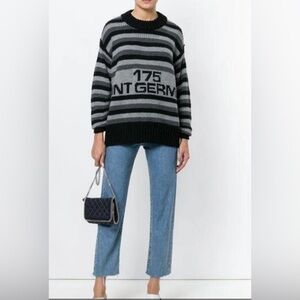 SONIA RYKIEL Gray and black stripped oversized wool sweater size medium