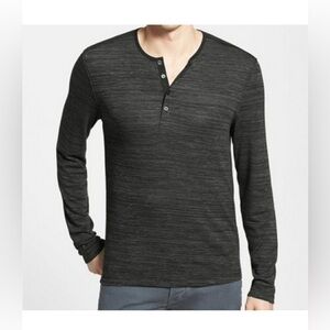 John Varvatos Star USA Slim Fit Striped Long Sleeve Light Henley Dye Knit Size M