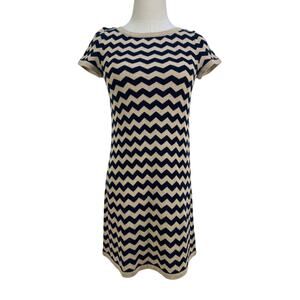 Lilly Pulitzer Santana Sweater Dress Tan Navy Blue Stripes