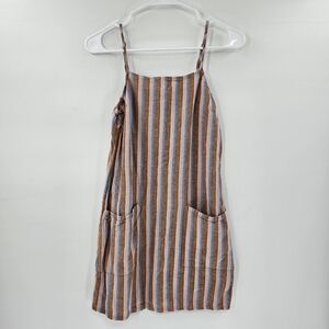 Billabong dress striped brown skater surf small hawaii vacation beachy pockets