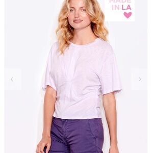 Sundry lilac basic pleated cotton tee. Sz4=XL