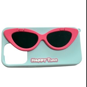 Happy Time Cute Phone Case 3D Sunglasses Holder IPhone 13 Pro 14 Pro 15 Pro