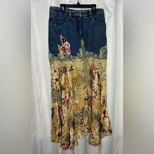 Vintage Jeanology Velvet Leopard Print Maxi Skirt Size 10P