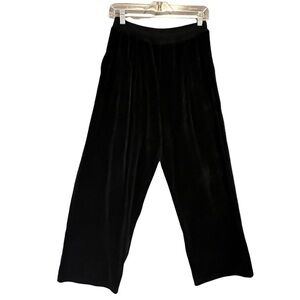 Sonia Rykiel Black Velvet Pull On Wide Leg Pants Medium Made in France