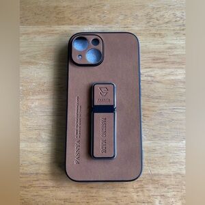 Brown Sheep Skin iPhone 15 Phone Case with Stand