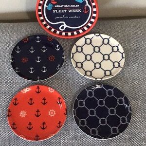 Jonathan Adler Coasters Set Fleet Week Sailing Coastal Beach Anchor Naut…