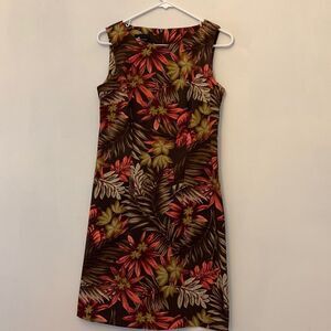 AB Studio sleeveless brown floral dress. Size 6 Length 34” Beautiful!