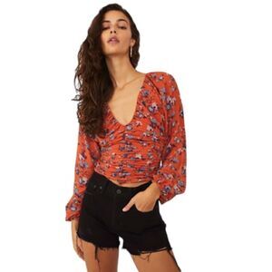 Free People Final Rose Blouse in Rust Combo