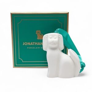 Jonathan Adler Spaniel Dog White Porcelain Christmas Ornament NEW