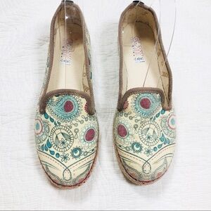 Goby turquoise paisley espadrille flats sz9