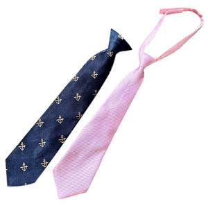 Lot of 2 for $20 Boys Pre-tied Easy Clip on Neck Ties 13” Pink & Nautical motif