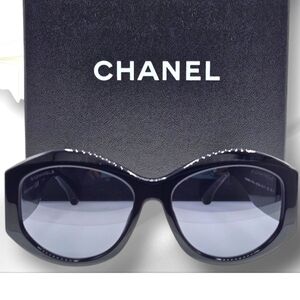 CHANEL Sunglasses Black Acetate Quilted CC CH5486-A C622 S4