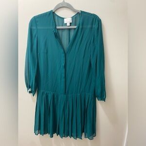 Donna Morgan sheer teal dress.