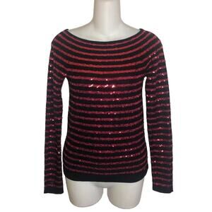 Sonia Rykiel Size EU 36 Black Red Sequin 100% Cashmere Sweater XS/S