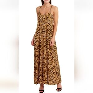 Donna‎ Morgan womens spaghetti strap animal print maxi dress size 10