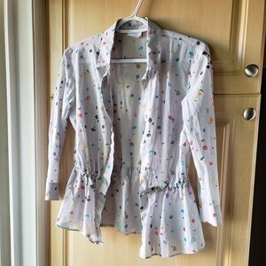 Arise Punto 3/4 sleeve tweet pattern blouse