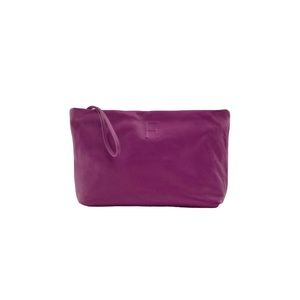 Zara Clutch Purse Deep Purple Supple Leather Dressy Night Out Formal Modern Chic