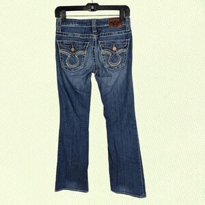 Big Star Liv Bootcut Womens 27R Medium‎ Wash Flap Pockets Jeans Pants Distressed