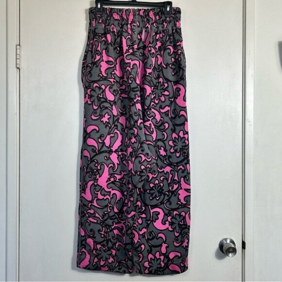 Marc Jacobs Pink/Gray Floral Drawstring Track Pants- Size Large - Picture 8 of 13