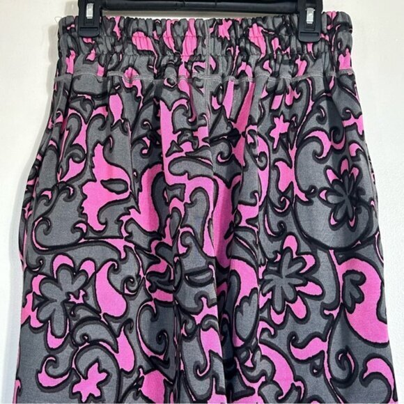 Marc Jacobs Pink/Gray Floral Drawstring Track Pants- Size Large - Picture 6 of 13