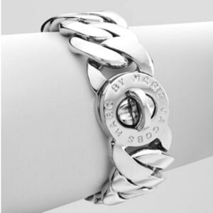 MARC BY MARC JACOBS silver tone Katie turn lock Bracelet Large thick link