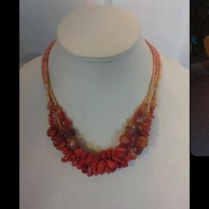 Cold Water Creek Red Agate 5 strand necklace