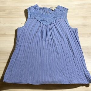 Lucky Brand eyelet ribbed tank light blue