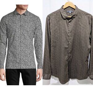 John Varvatos | Slim-fit wire collar shirt in brown floral