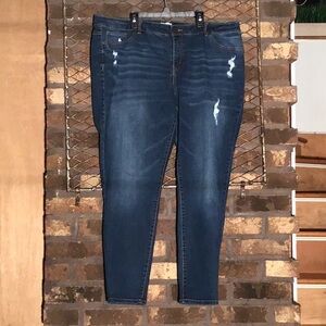 Rewind Dark Blue Distressed Women's Jeans 20W