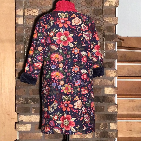 Retro Floral Dress - Multicolor faux fur lined with pockets  M - Picture 4 of 7