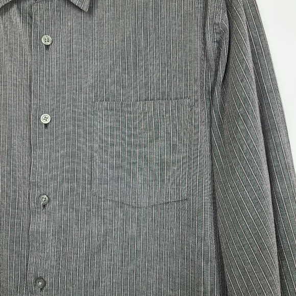 John Varvatos gray pinstripe button-down long-sleeve officewear dress shirt, M - Picture 3 of 6