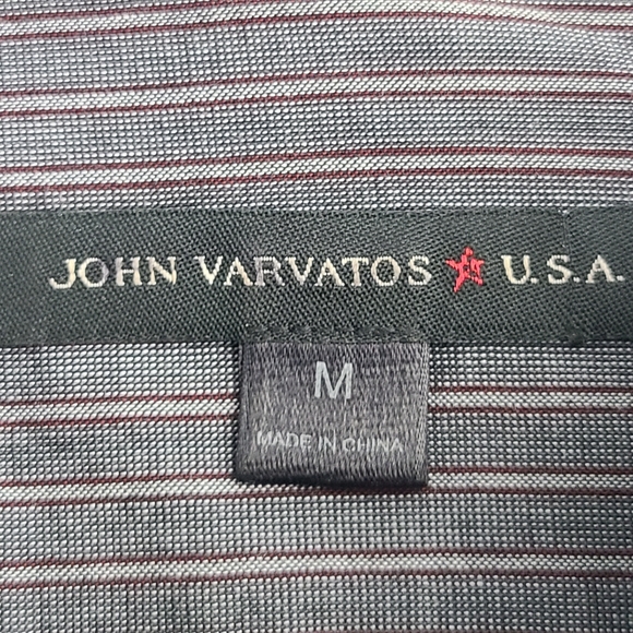 John Varvatos gray pinstripe button-down long-sleeve officewear dress shirt, M - Picture 4 of 6