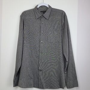 John Varvatos gray pinstripe button-down long-sleeve officewear dress shirt, M