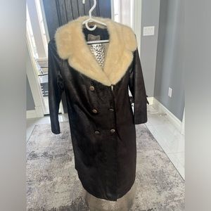 COPY - Rare vintage 1970s pony hair mod era coat mink collar genuine