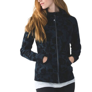 Lululemon Flat Inky Floral Heathered Inkwell Deep Coal Scuba Hoodie Size 8