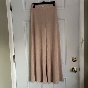 Featherbone by Anthropology Gold Shimmer Wide Leg Pants, Size Small