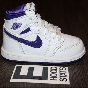 Nike Air Jordan 1 Retro Court Purple High OG Toddler Size 6c Sneakers