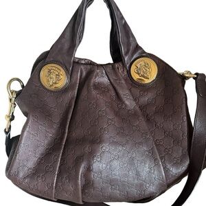 Vintage Gucci Hyteria Hobo bag Leather chocolate brown large size