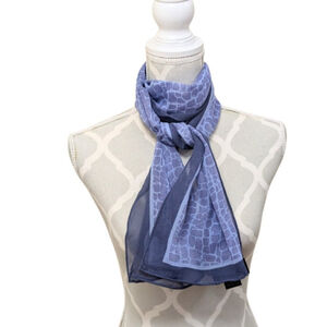 Dana Buchman 100% Silk Blue Pebble Print w/ Border Scarf