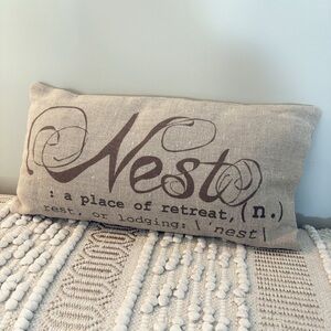 Pottery Barn “Nest” Nubby Burlap Decorative Throw Pillow  - Cover & Insert