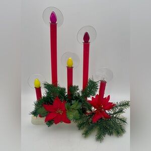 Vintage red Christmas electric lighted candelabra || 5-light Candelabra