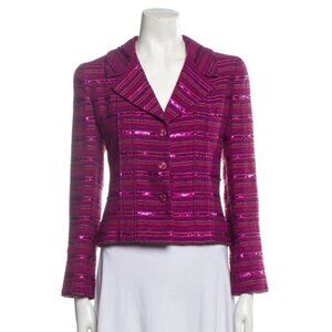 Vintage Chanel fushia purple pink sequin blazer jacket Circa 2001 sz 36