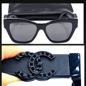 CHANEL Black sunglasses ref 5456 QA c888/s4 Cateye