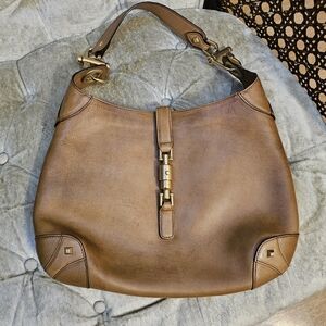 Authentic Gucci Jackie Bardot brown leather shoulder bag