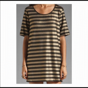 Nwt- Mink Pink Gold/ Black Tee Mini Dress